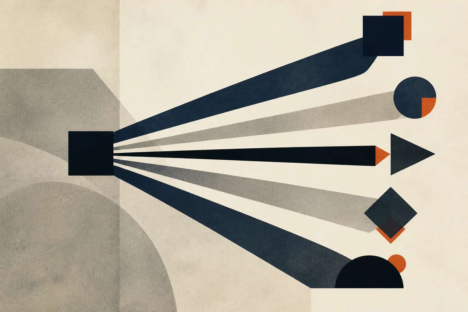 Abstract editorial artwork for "Business Exit Strategies: 5 Ways to Exit Your Company"