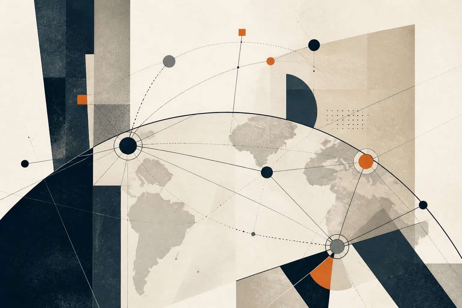 Abstract editorial artwork for "GP-LP Events Worldwide 2025: Recap and Planning Guide"