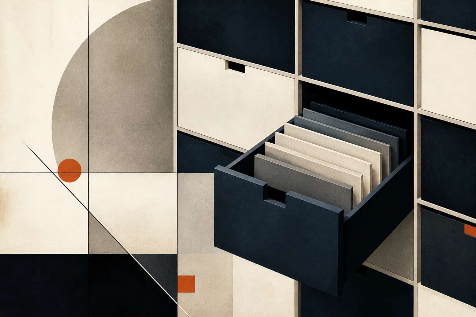 Abstract editorial artwork for "Series A Data Room Checklist: Folder Structure and Investor Readiness"