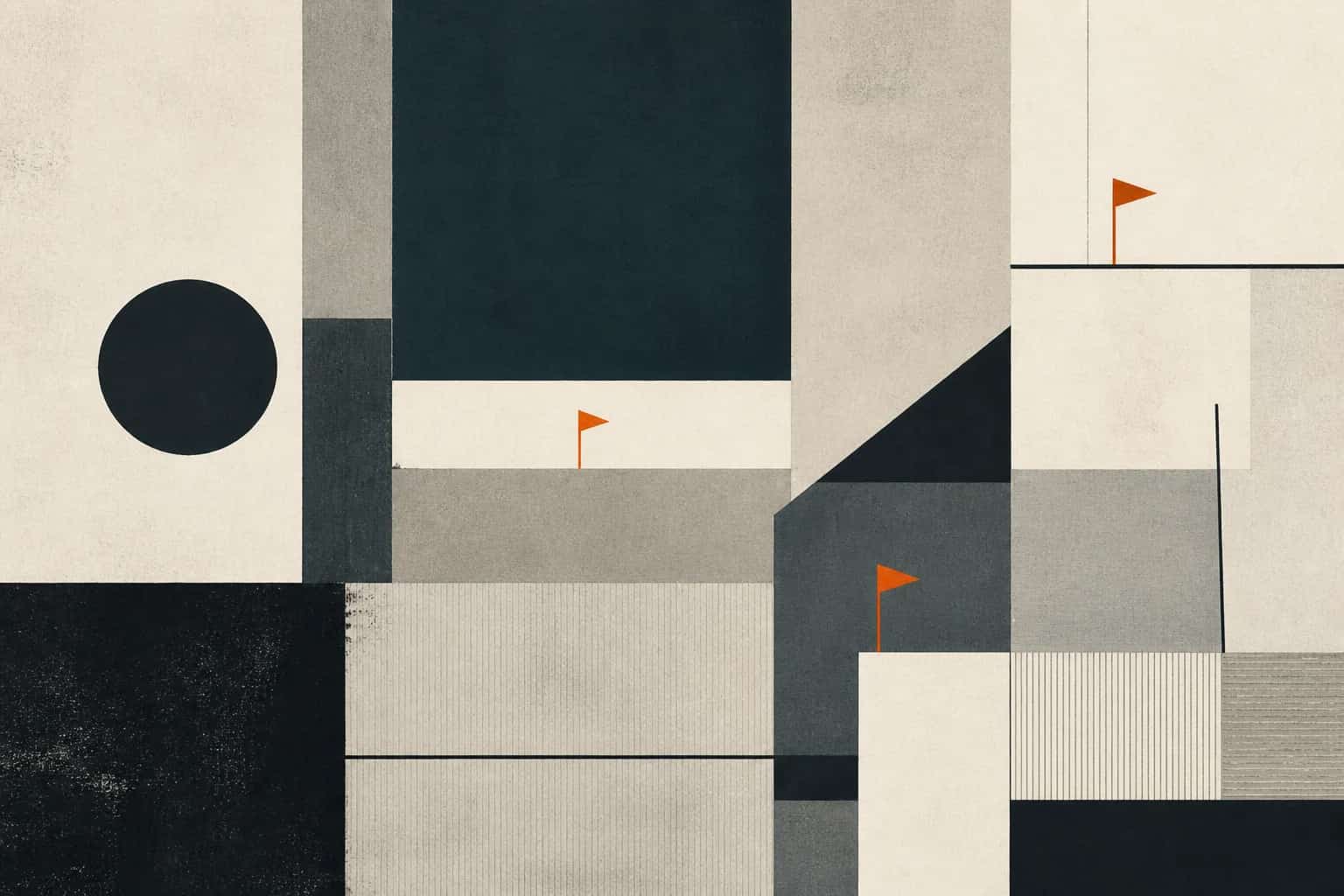 Abstract editorial artwork for "Due Diligence Red Flags: Buyer and Seller Checklist"