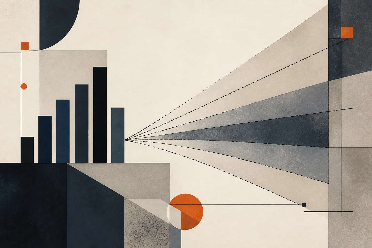 Abstract editorial artwork for "Startup Financial Forecasting: Model, Metrics and Checklist"
