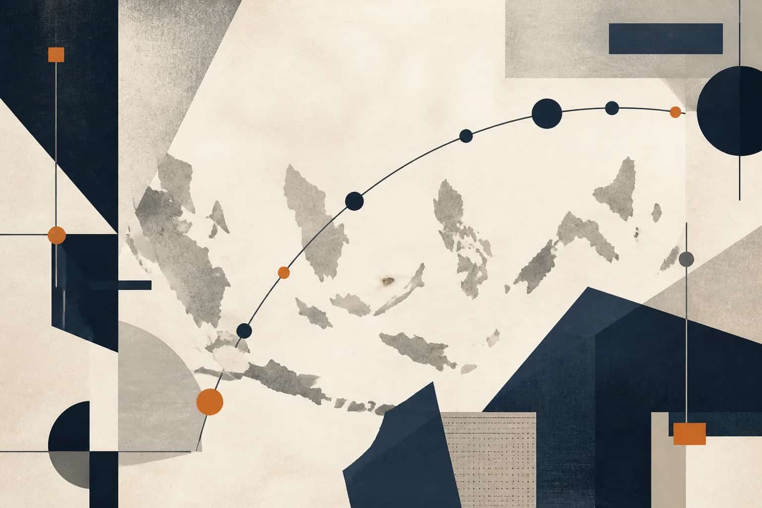 Abstract editorial artwork for "Startup Events in Southeast Asia 2025: Recap and Planning Guide"