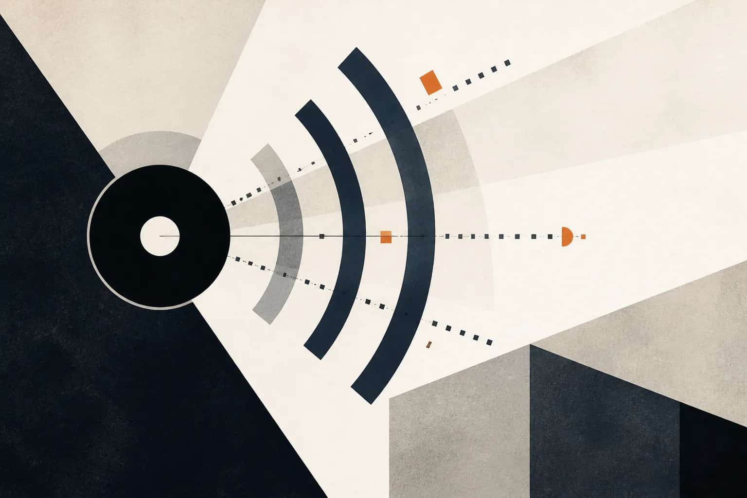 Abstract editorial artwork for "Startup Investor Relations: Update Template and Cadence"