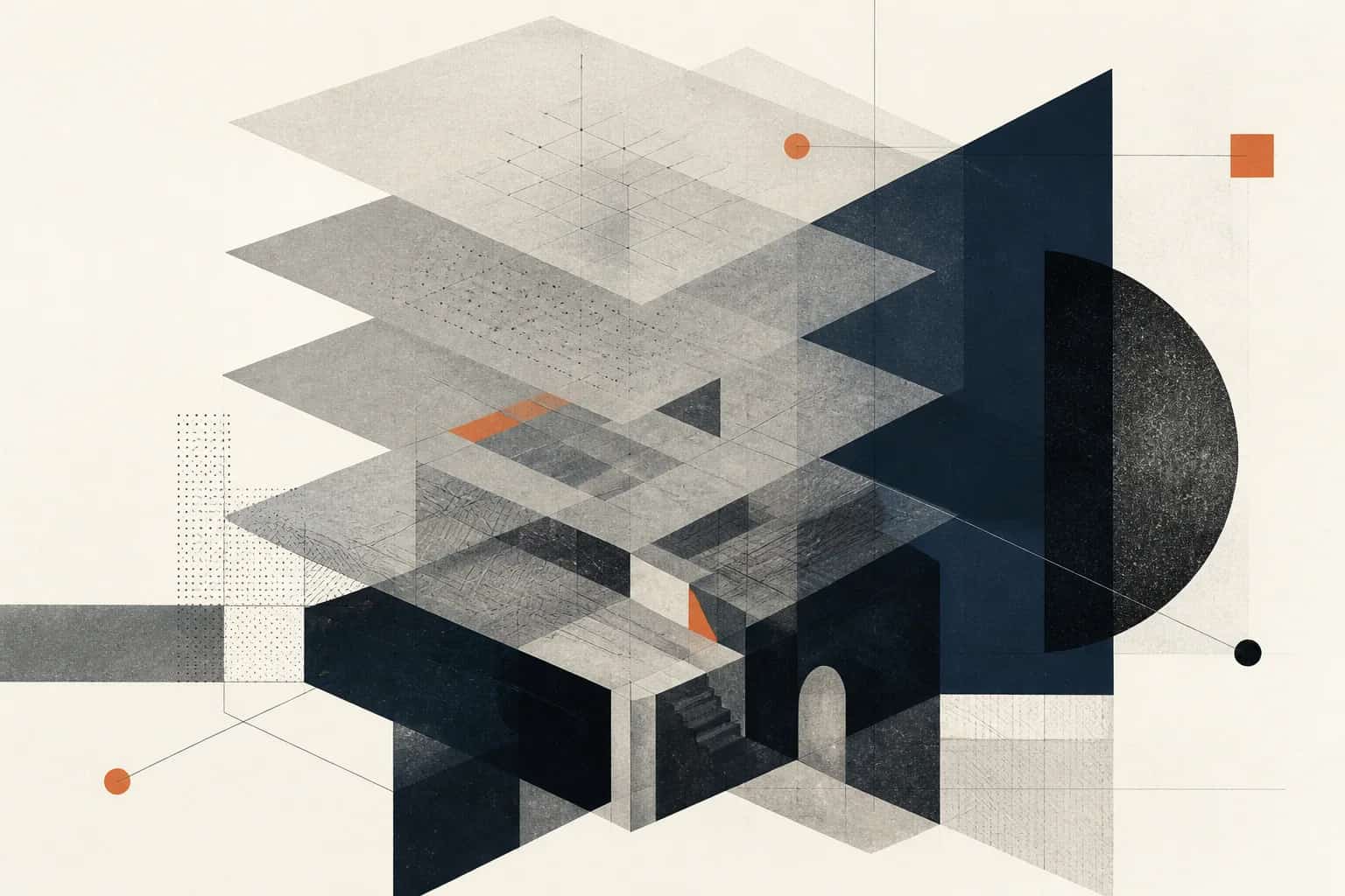 Abstract editorial artwork for "M&A Due Diligence Process: Timeline, Workstreams and Red Flags"