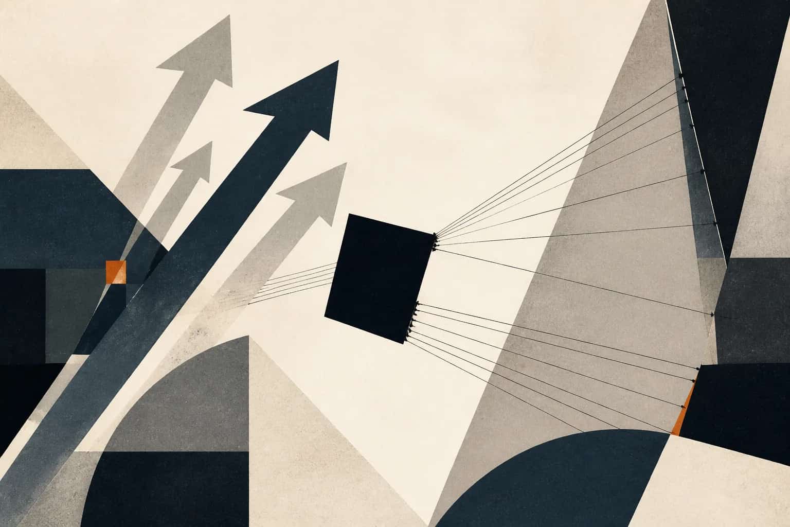 Abstract editorial artwork for "Venture Capital Funding: Pros, Cons and When It Fits"