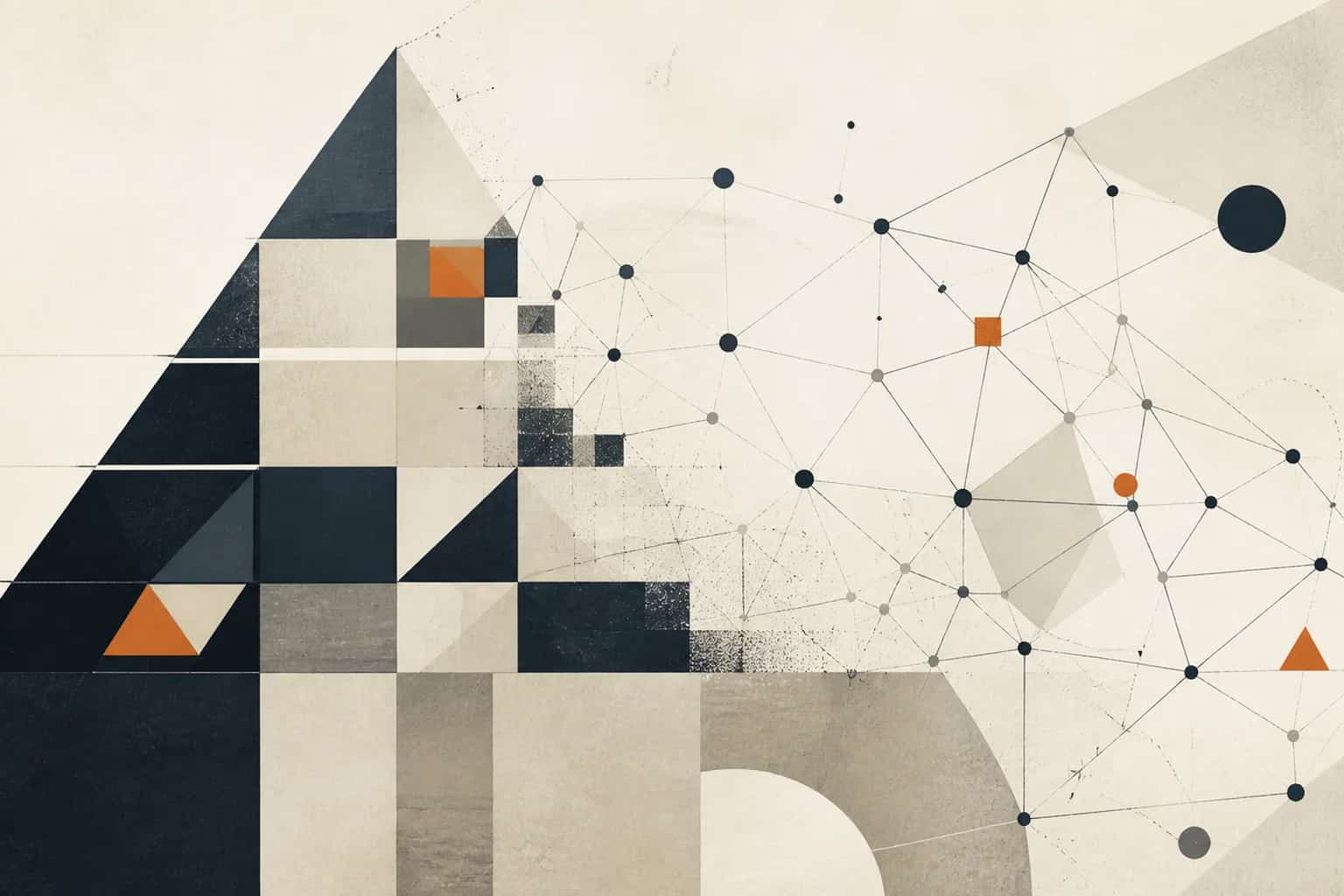 Abstract editorial artwork for "Traditional vs Modern Finance Departments: What Changes"