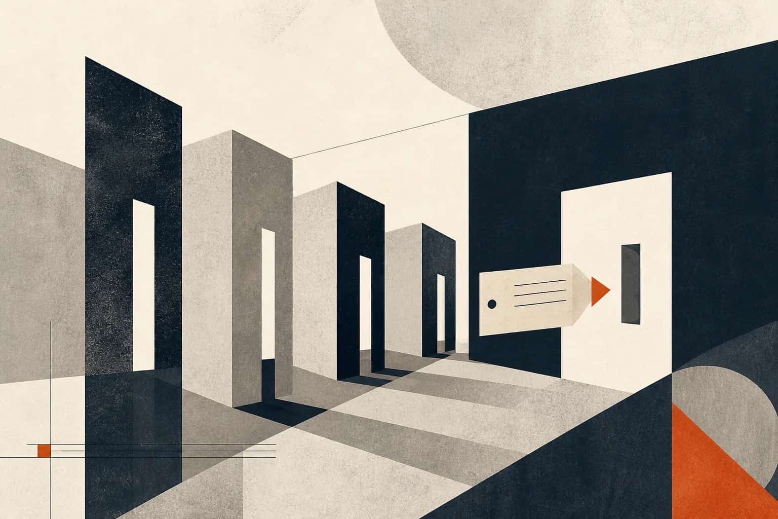 Abstract editorial artwork for "Business Loan Guide: Documents, Loan Types and Lender Readiness"