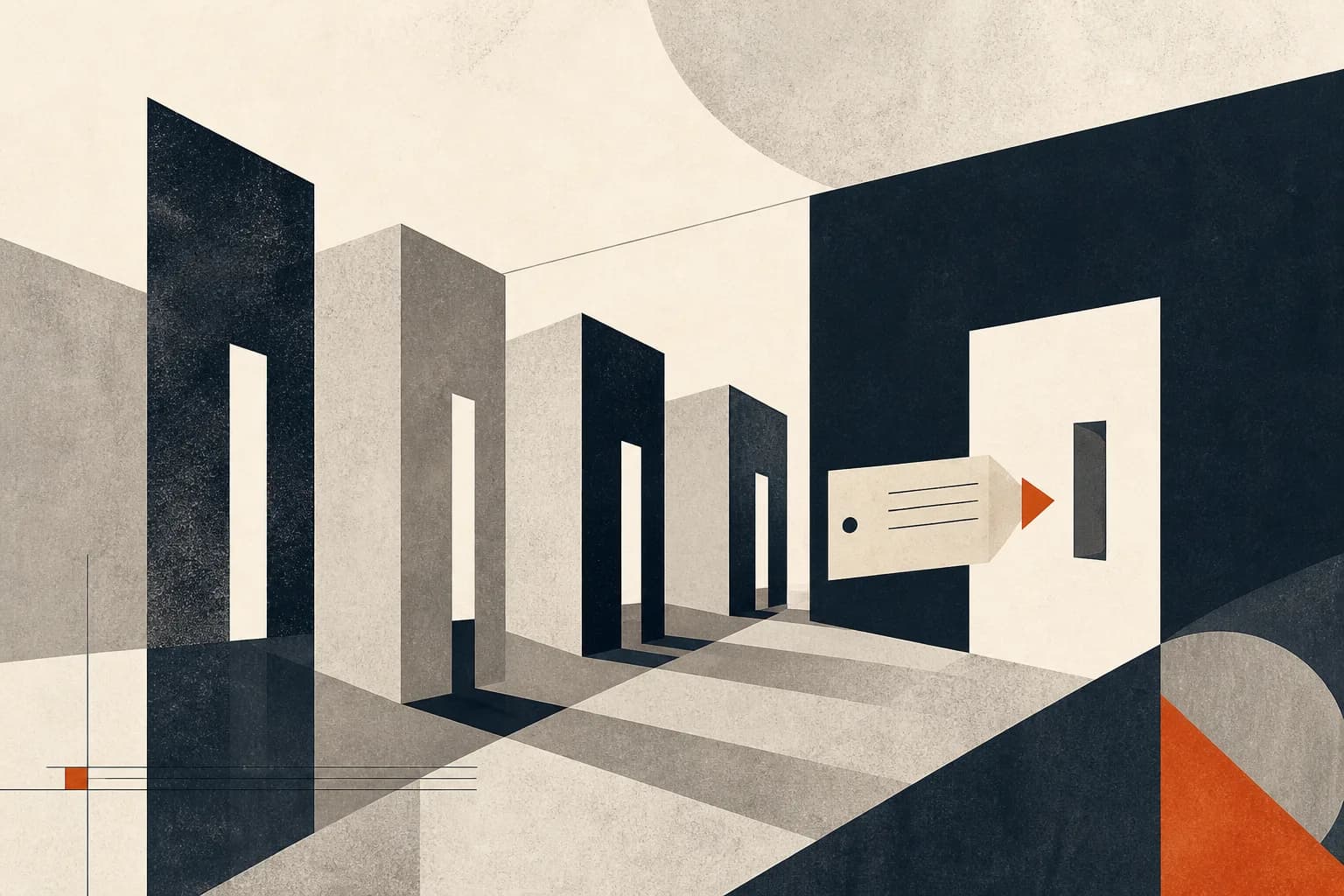 Abstract editorial artwork for "Business Loan Guide: Documents, Loan Types and Lender Readiness"