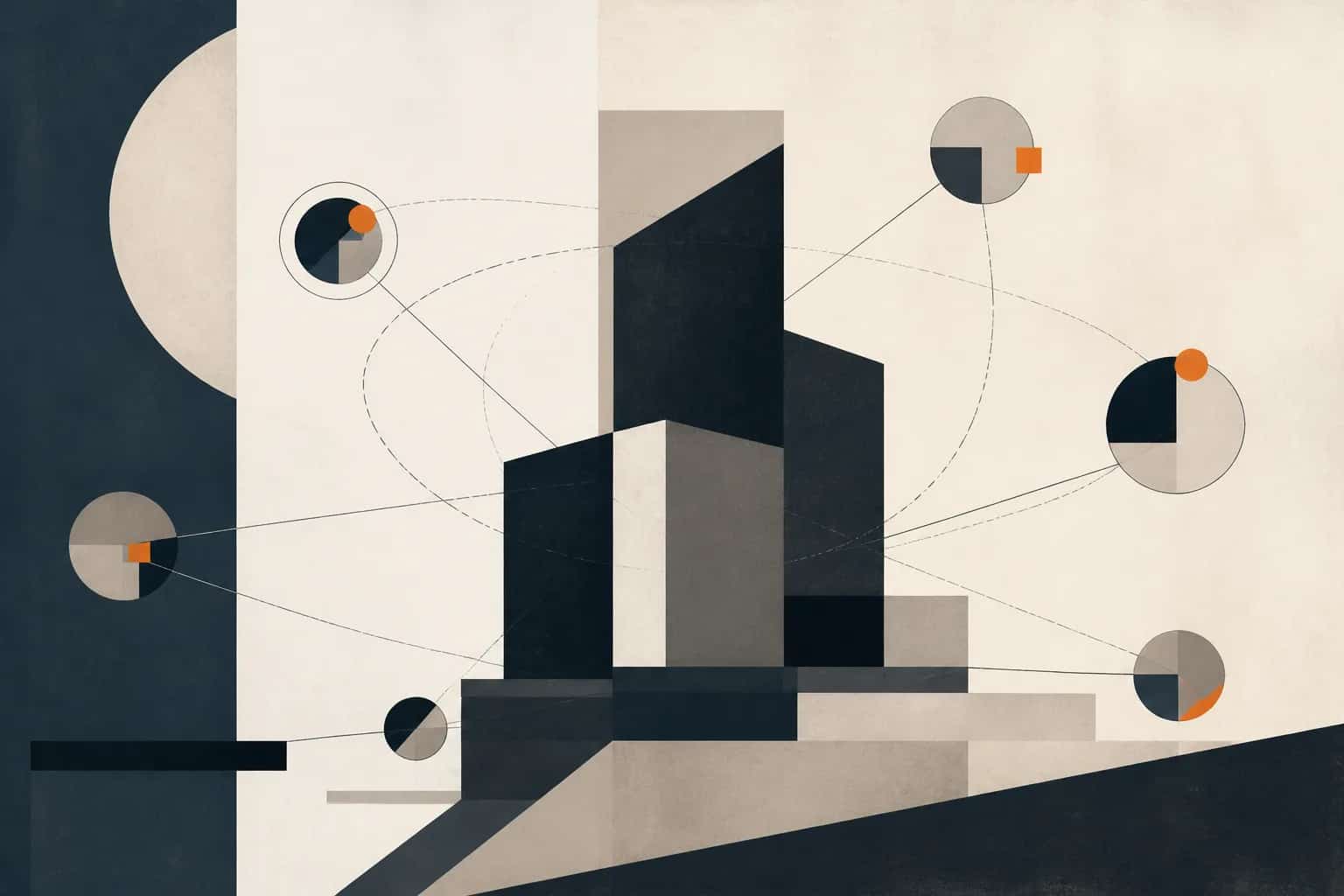 Abstract editorial artwork for "Fractional Investment Team: What It Is and When to Use One"