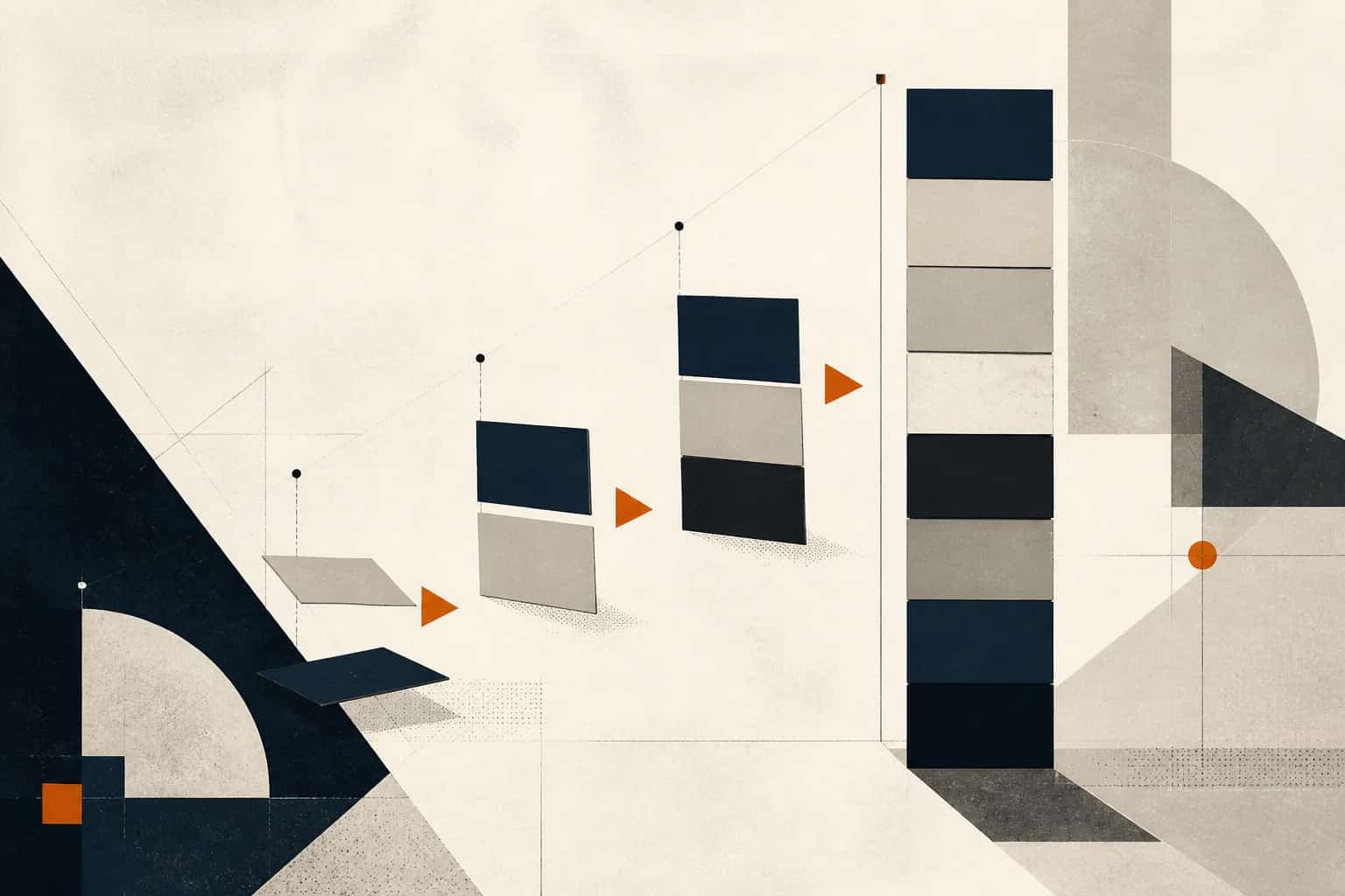 Abstract editorial artwork for "M&A Due Diligence Preparation: 11-Step Seller Checklist"