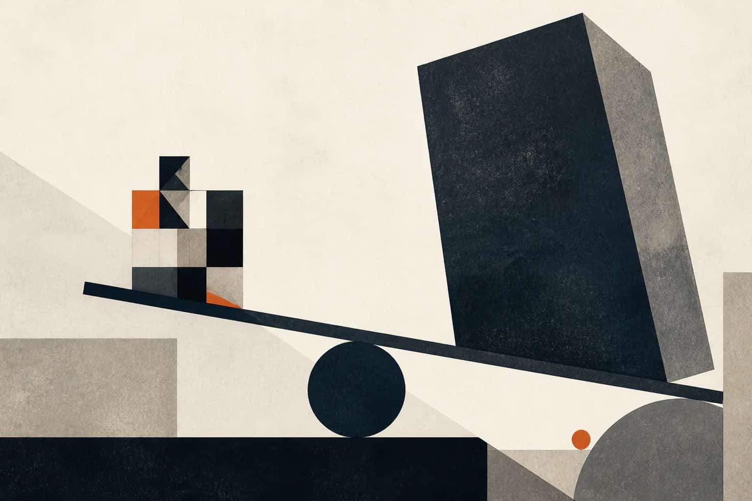Abstract editorial artwork for "Fractional CFO Cost Benefits: When the Model Pays Off"