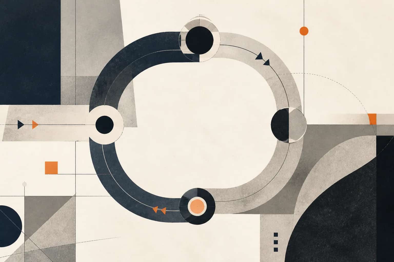 Abstract editorial artwork for "Healthcare Cash Flow Management: RCM, Working Capital and Forecasting"
