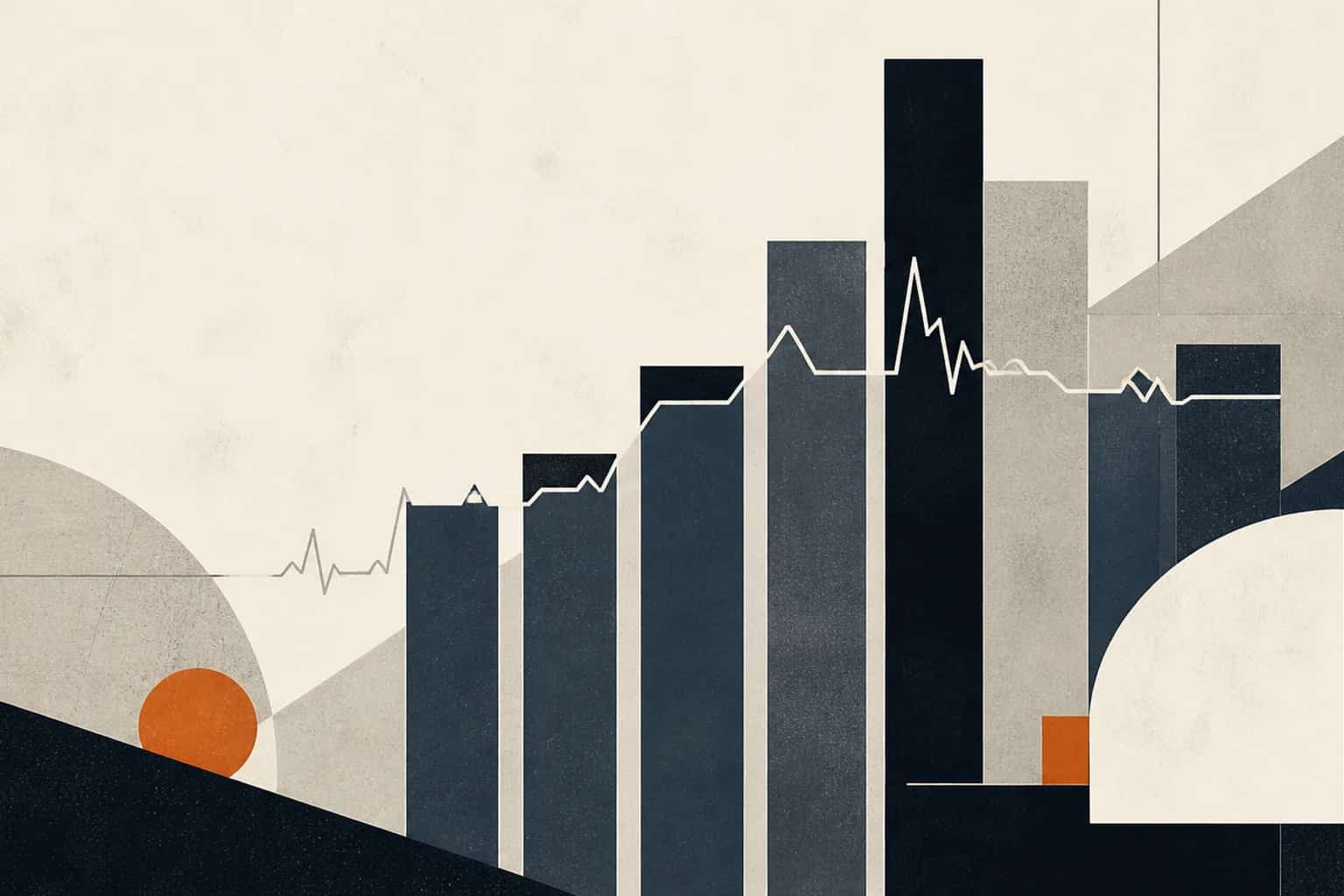 Abstract editorial artwork for "Healthcare KPIs for Growth-Stage and PE-Backed Companies"