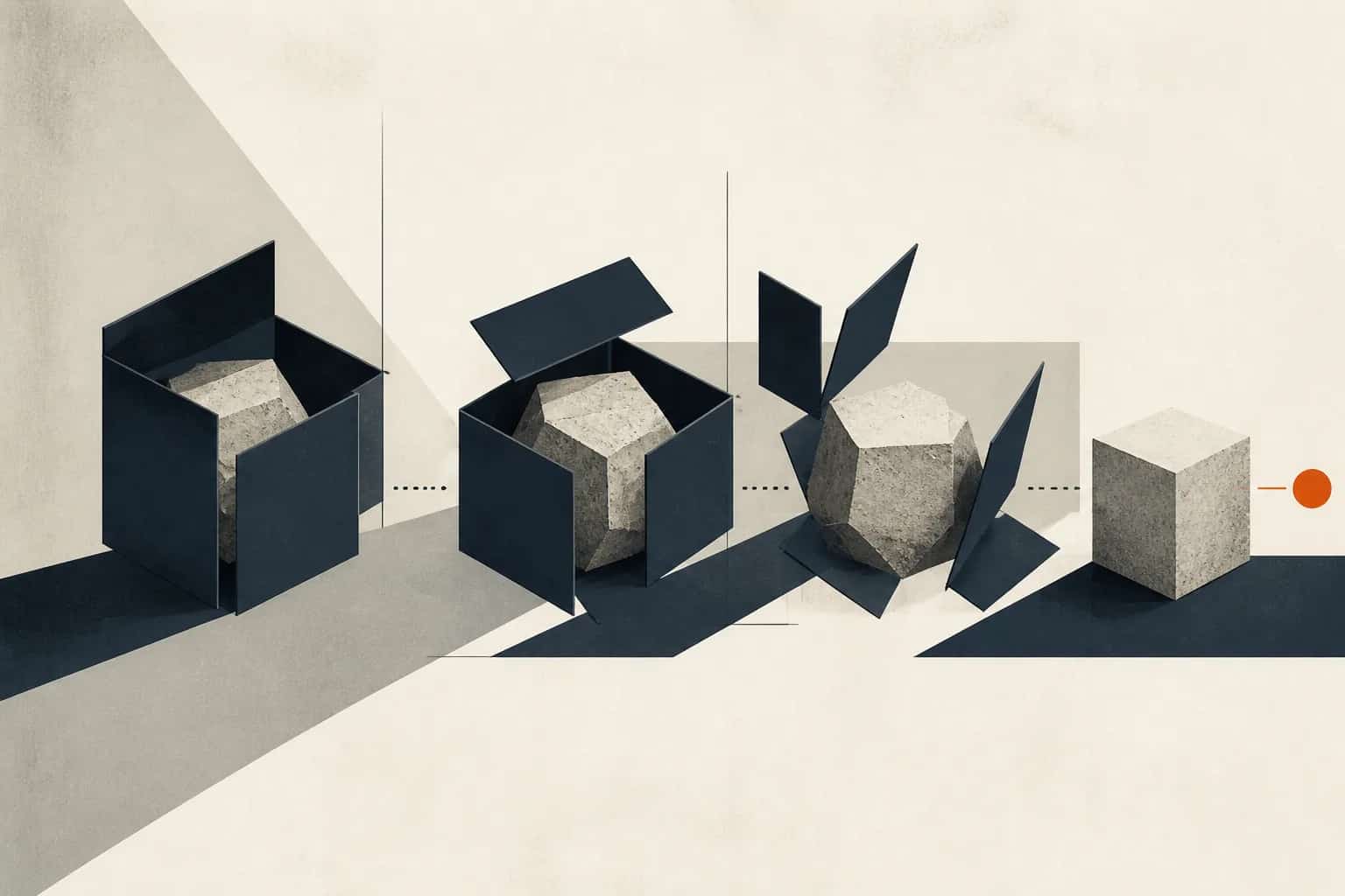 Articulated outer panels shaping a rough form into a self-supporting venture block before peeling away